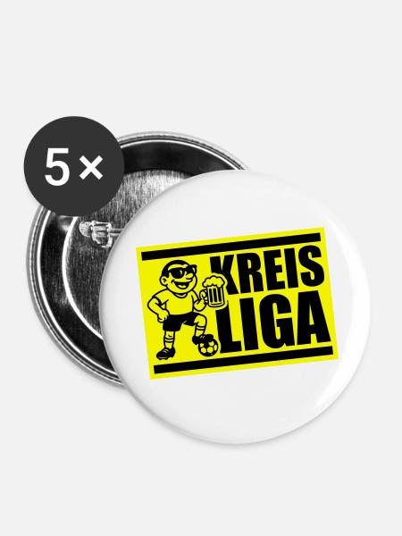 Kreisliga Fussball - Buttons klein 25 mm (5er Pack) - Weiß