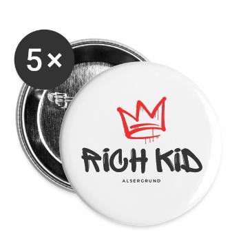 Rich Kid Alsergrund - Lot de 5 petits badges (25 mm) - blanc - Devant