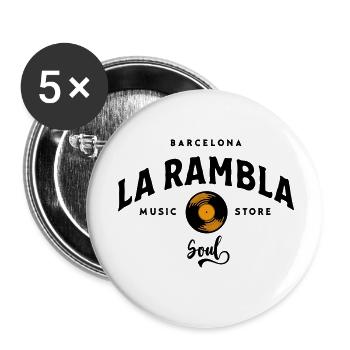 "La Rambla Soul" Barcelona Vintage Music Store - Buttons klein 25 mm (5er Pack) - Weiß - Vorne