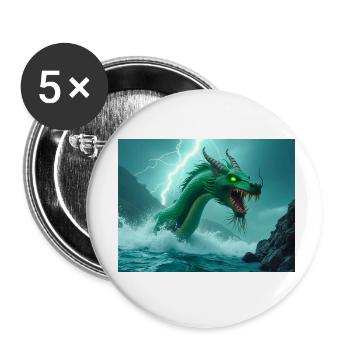 Jiao, stormy water dragon of Chinese mythology - Buttons small 1''/25 mm (5-pack) - white - Front