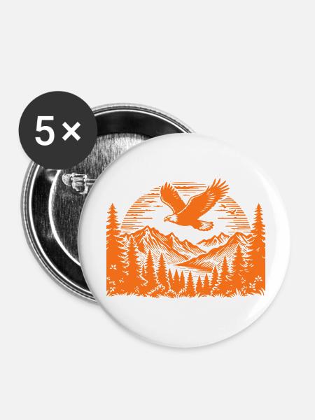 Berge-wilde Natur - Buttons klein 25 mm (5er Pack) - Weiß