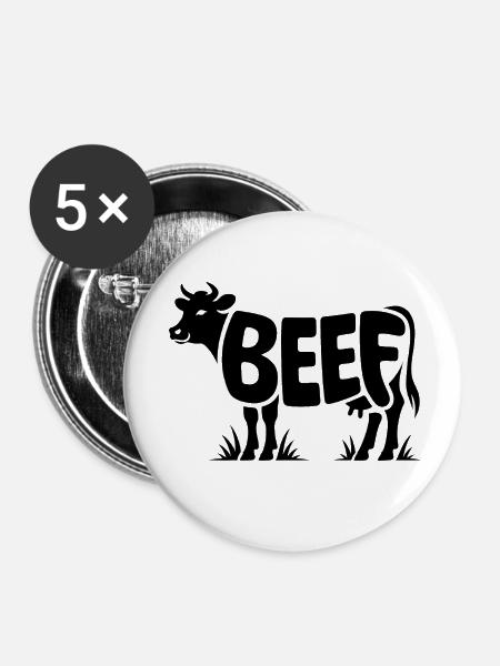 RINDFLEISCH - Cool Meat Logo - Buttons klein 25 mm (5er Pack) - Weiß