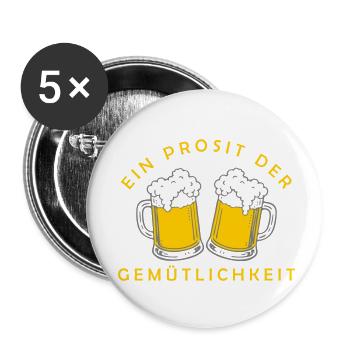 Bier - Ein Prosit der Gemütlichkeit - Buttons klein 25 mm (5er Pack) - Weiß - Vorne