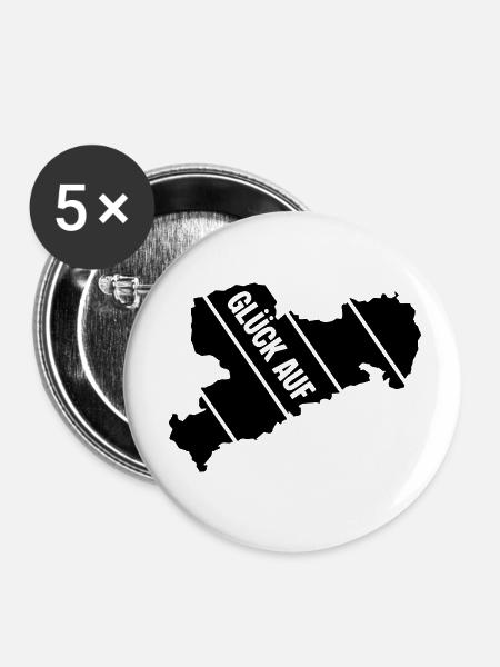 Retro Sachsen Gruss - Buttons klein 25 mm (5er Pack) - Weiß