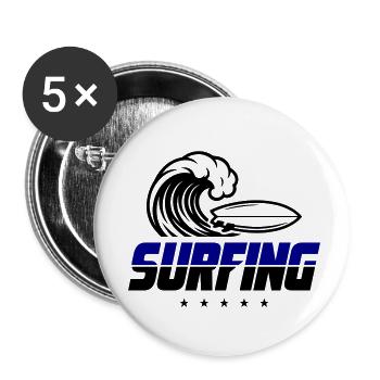 Planche de surf - Lot de 5 petits badges (25 mm) - blanc - Devant
