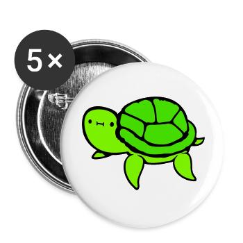 Water turtle cute cute swimming happily - Buttons small 1''/25 mm (5-pack) - white - Front