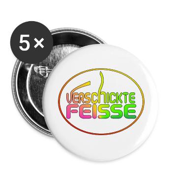 Verschickte Feisse - Buttons klein 25 mm (5er Pack) - Weiß - Vorne