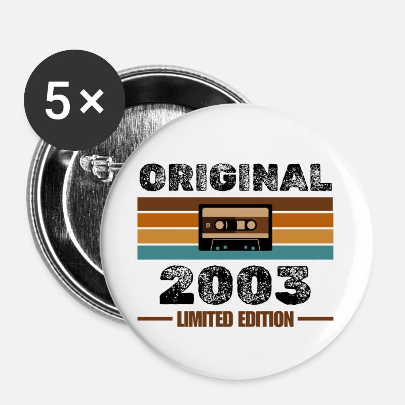 Original 2003 – Retro Cassette Limited Edition - Buttons small 1''/25 mm (5-pack) - white