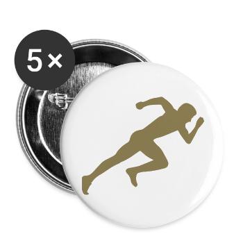 Silhouette minimaliste Sprinter Sprint - Lot de 5 petits badges (25 mm) - blanc - Devant