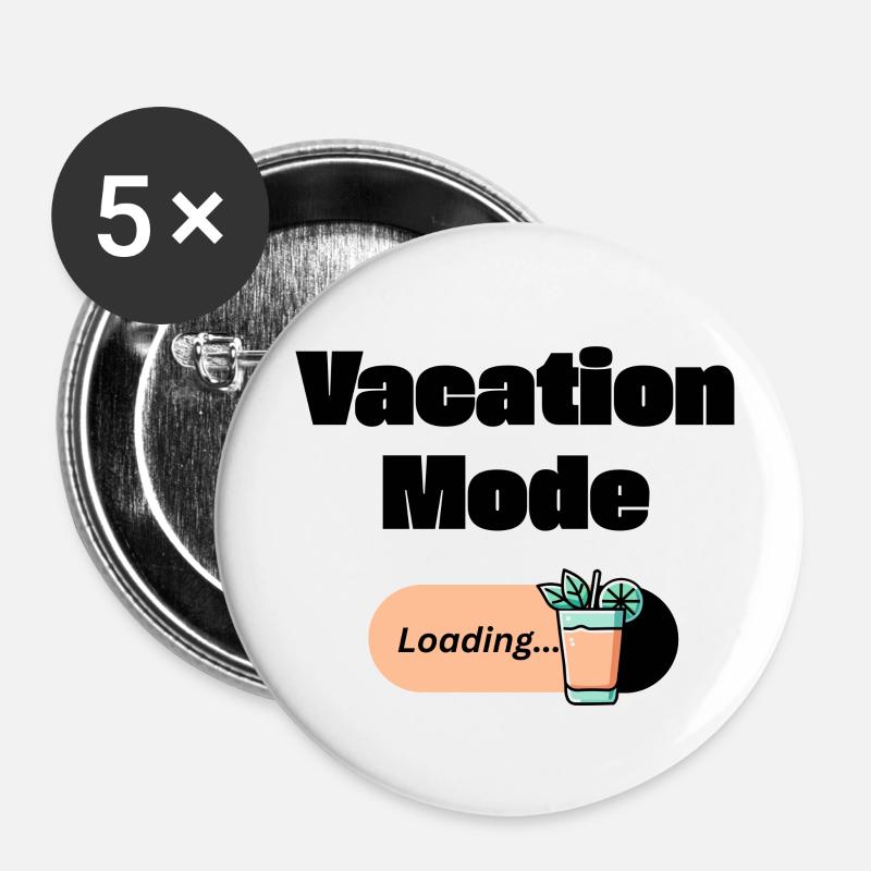 Vacation Mode On – Mai Tai with Loading Bar (Dark) - Buttons small 1''/25 mm (5-pack) - white