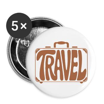 Reisen - Cooler Urlaubskoffer Piktogramm - Buttons klein 25 mm (5er Pack) - Weiß - Vorne