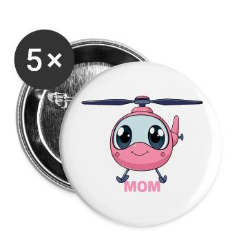 Hélicoptère Mères Hélicoptère Écrou Hélicoptère - Lot de 5 petits badges (25 mm) - blanc - Devant