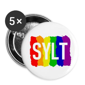 Sylt - Nordsee Insel - Deutschland Küste - Moin - Buttons klein 25 mm (5er Pack) - Weiß - Vorne
