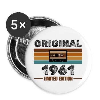Original 1961 – Retro Cassette Limited Edition - Buttons small 1''/25 mm (5-pack) - white - Front