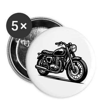 Moto Ancienne - Lot de 5 petits badges (25 mm) - blanc - Devant