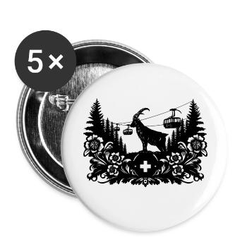 Steinbock_1_black - Buttons small 1''/25 mm (5-pack) - white - Front