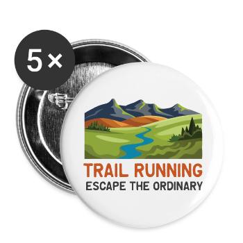 Trailrunning - Entfliehen Sie dem Gewöhnlichen - Buttons klein 25 mm (5er Pack) - Weiß - Vorne
