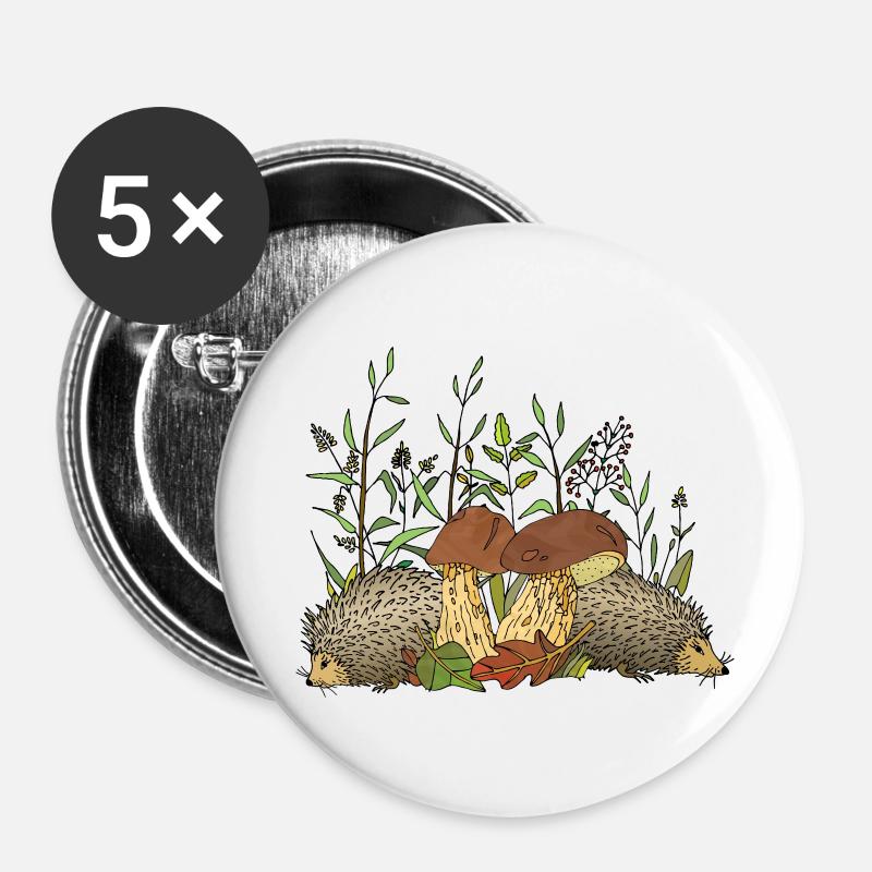 Hedgehogs - Buttons small 1''/25 mm (5-pack) - white