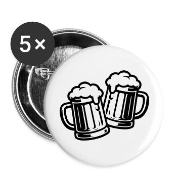 Bier Anstoßen Bierkrug Saufen - Buttons klein 25 mm (5er Pack) - Weiß - Vorne