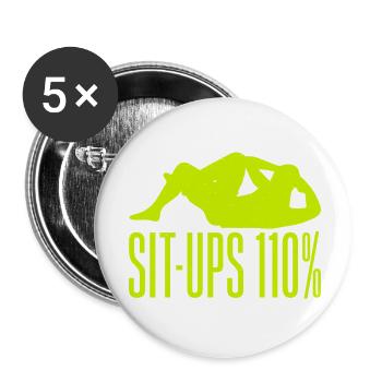 Fanatiques de fitness Redressements assis 110 % Gymnastique suédoise Gym - Lot de 5 petits badges (25 mm) - blanc - Devant
