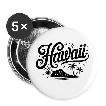 Hawaii - Souvenir USA State Design - Buttons klein 25 mm (5er Pack) - Weiß - Vorne