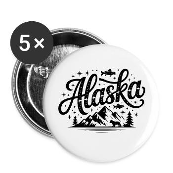 Alaska - Souvenir USA State Design - Buttons klein 25 mm (5er Pack) - Weiß - Vorne