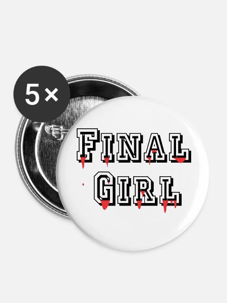 Final Girl - Buttons klein 25 mm (5er Pack) - Weiß