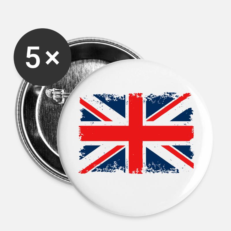 Distressed Union Jack Flag - Buttons small 1''/25 mm (5-pack) - white