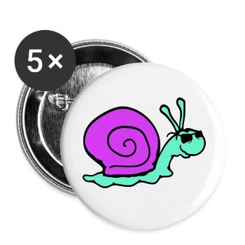 Schnecke Sonnenbrille Cool schwarze Brille Lächeln - Buttons klein 25 mm (5er Pack) - Weiß - Vorne