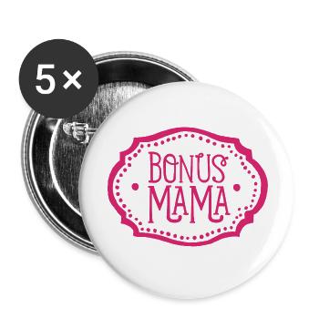 Bonus Mama Stiefmutter Geschenk Stiefmama pink - Buttons klein 25 mm (5er Pack) - Weiß - Vorne