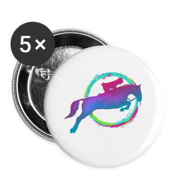 équitation - Lot de 5 petits badges (25 mm) - blanc - Devant