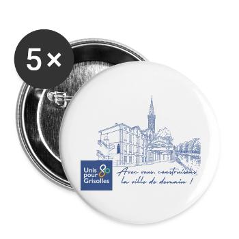 tshirt_unispourgrisolles - Buttons small 1''/25 mm (5-pack) - white - Front