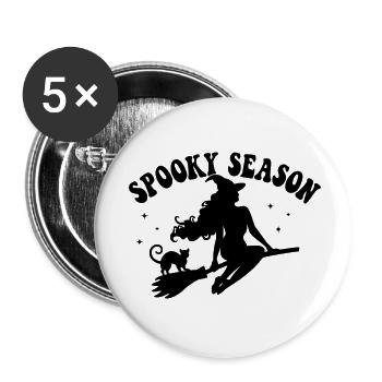 Spooky Season Sorcière Illustration - Lot de 5 petits badges (25 mm) - blanc - Devant