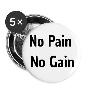 No Pain No Gain - Buttons small 1''/25 mm (5-pack) - white - Front