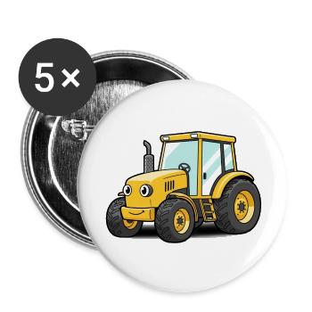 Traktor - Buttons klein 25 mm (5er Pack) - Weiß - Vorne
