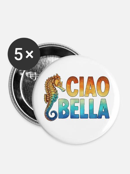 Ciao Bella - Buttons klein 25 mm (5er Pack) - Weiß