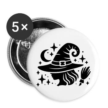 Conception de sorcière - Lot de 5 petits badges (25 mm) - blanc - Devant