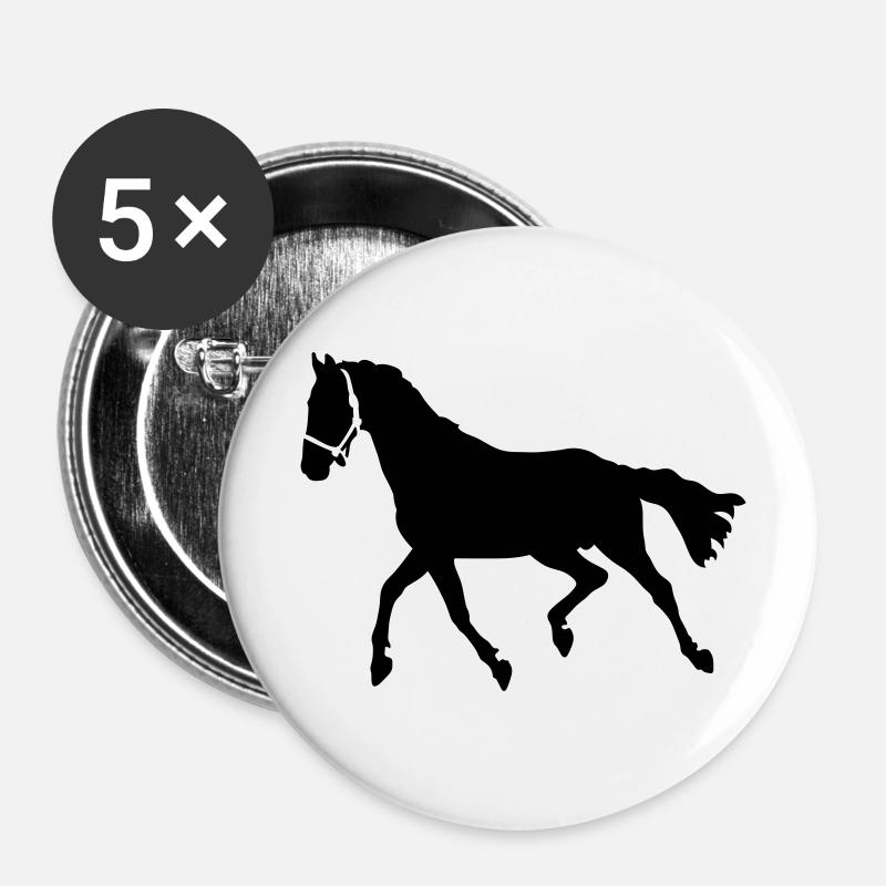Pferd - Buttons klein 25 mm (5er Pack) - Weiß