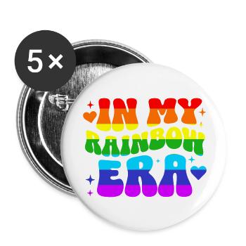 Cadeau de la fierté LGBTQ Arc-en-ciel Diversité - Lot de 5 petits badges (25 mm) - blanc - Devant
