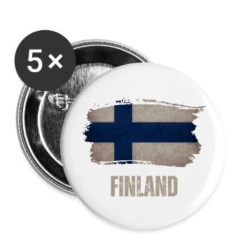 Vintage Finland, Finland flag - Buttons small 1''/25 mm (5-pack) - white - Front