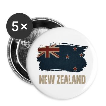 Drapeau Grunge de la Nouvelle-Zélande - Lot de 5 petits badges (25 mm) - blanc - Devant