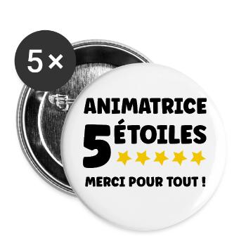 ANIMATRICE - Lot de 5 petits badges (25 mm) - blanc - Devant