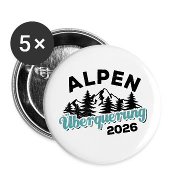 Alpen Überquerung 2026 - Wandern - Buttons klein 25 mm (5er Pack) - Weiß - Vorne