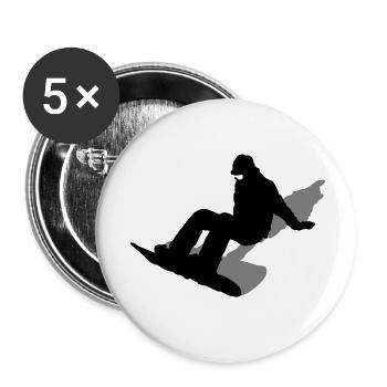 Planche à neige - Lot de 5 petits badges (25 mm) - blanc - Devant