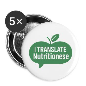 Diététicien(ne) Communication en nutrition - Lot de 5 petits badges (25 mm) - blanc - Devant