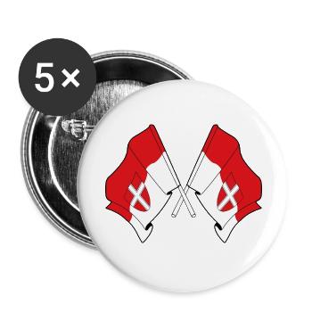 Drapeaux croisés de Vienne - Lot de 5 petits badges (25 mm) - blanc - Devant