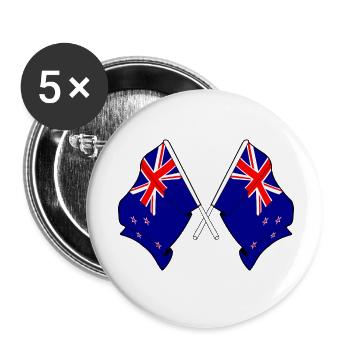 Drapeaux croisés de la Nouvelle-Zélande - Lot de 5 petits badges (25 mm) - blanc - Devant