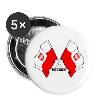 Poland Crossed Flags - Buttons small 1''/25 mm (5-pack) - white - Front