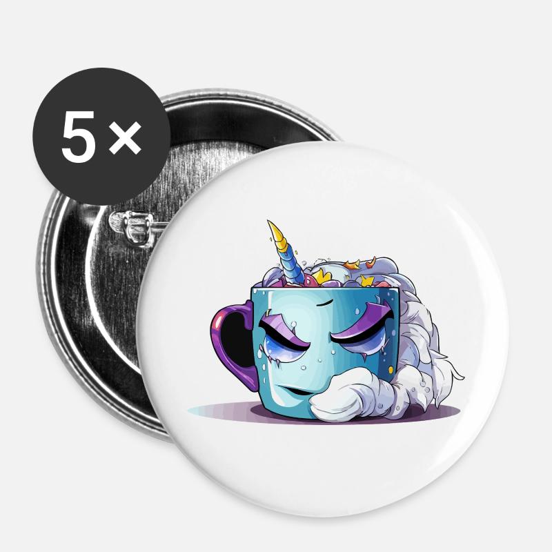 Schlafendes Einhorn-Tassendesign - Buttons klein 25 mm (5er Pack) - Weiß