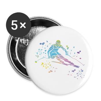 Ski alpin Sports d’hiver Ski nordique - Lot de 5 petits badges (25 mm) - blanc - Devant